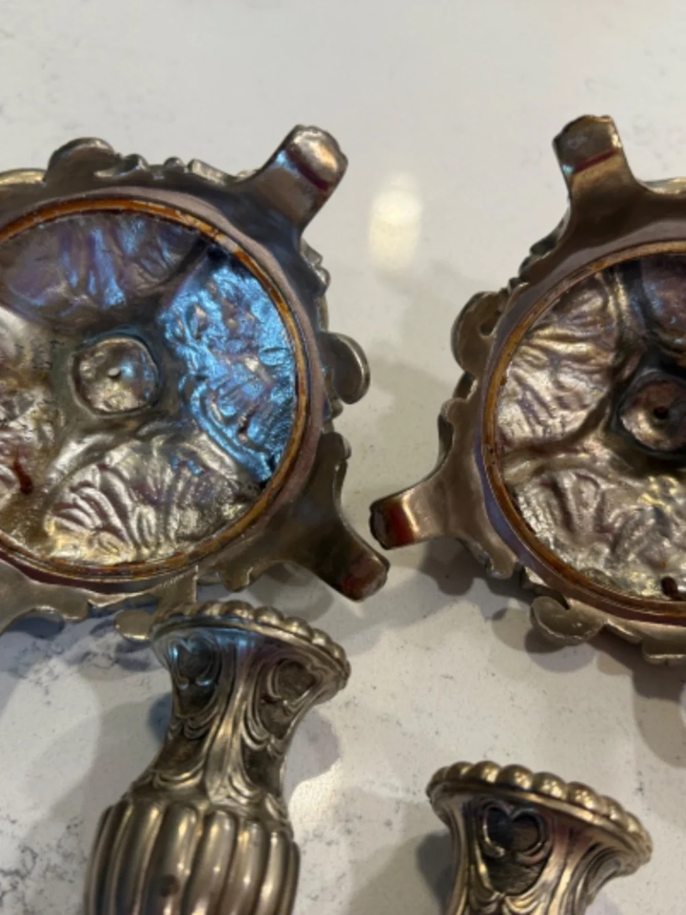 Vintage Japan Silverplate Rococo Candlesticks Pair Ornate Project Restoration